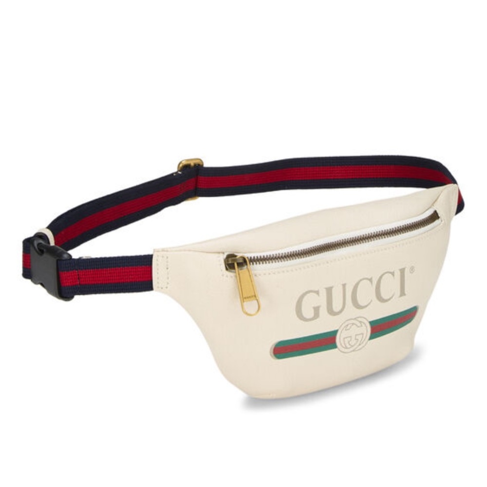 Gucci Cream Leather Belt Bag with Red and Green Web Stripe - Picture 2 of 6